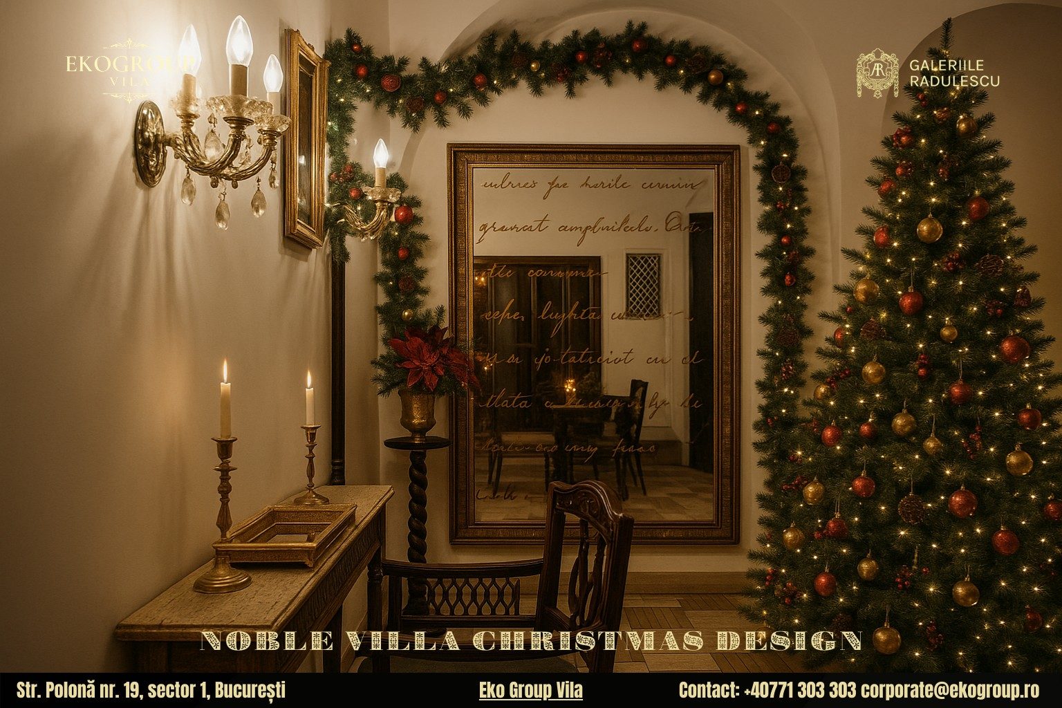 Decoratiuni de Craciun ce descoperă rafinamentul nobiliar al Eko Group Vila în spiritul anilor ’30